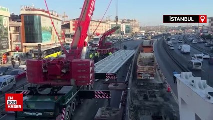 Metrobüs yolundaki köprü ayağı çalışması E5 kara yolunu kilitledi