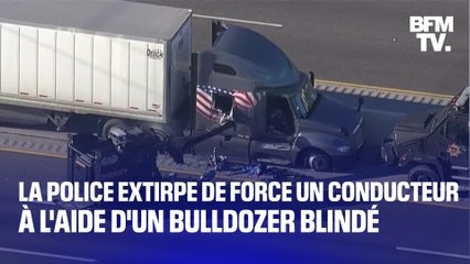 Au Texas, une unité spéciale de la police extirpe de force un conducteur à l'aide d'un bulldozer blindé