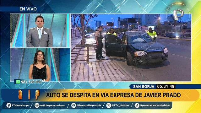 San Borja: auto se despista en la Vía Expresa y termina impactando contra un muro