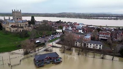 Tewkesbury and Worcester underwater following Storm Gerrit