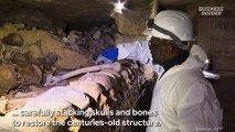 Bone by bone, workers restore Paris catacombs