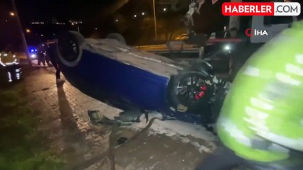 Takla atan otomobil 50 metre sürüklendi: 3 yaralı