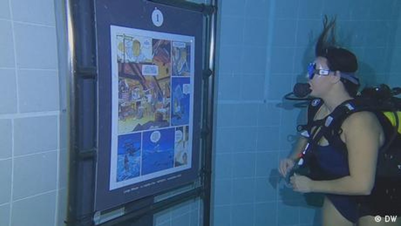 Underwater gallery showcases Belgian comic strips