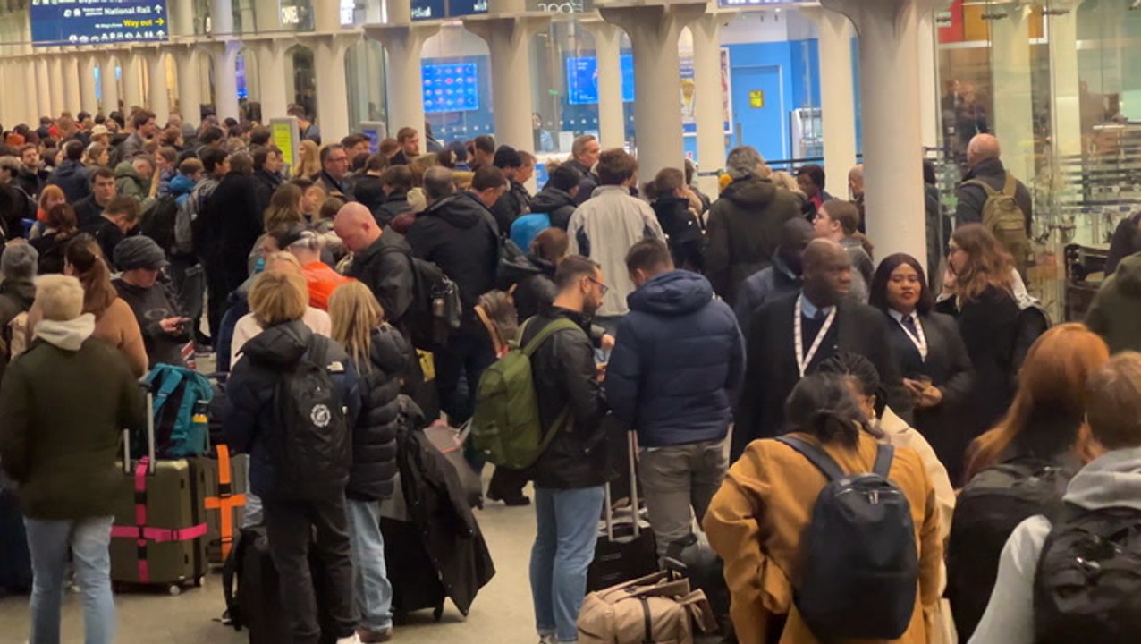 Watch: Thousands of passengers stranded at St Pancras as flooding cancels all high-speed trains