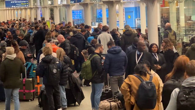 Watch: Thousands of passengers stranded at St Pancras as flooding cancels all high-speed trains