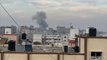Nuvole di fumo su Khan Younis dopo gli ultimi bombardamenti israeliani