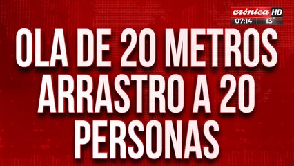 Video muestra cómo una ola gigante arrastra a varias personas