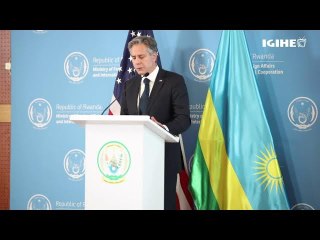 Minister Dr. Vincent Biruta and US Secretary of State Anthony Blinken address the media in Kigali