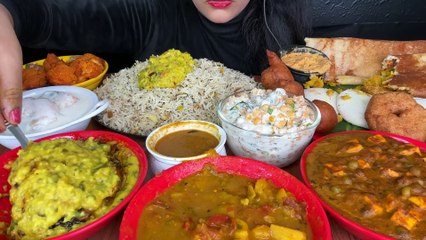 ALOO SABJI,PURI,DAL TADKA,JEERA RICE MUTTER PANEER,MASALA DOSA,DAHI VADA,IDLI,GOBITIKKA ASMR EATING