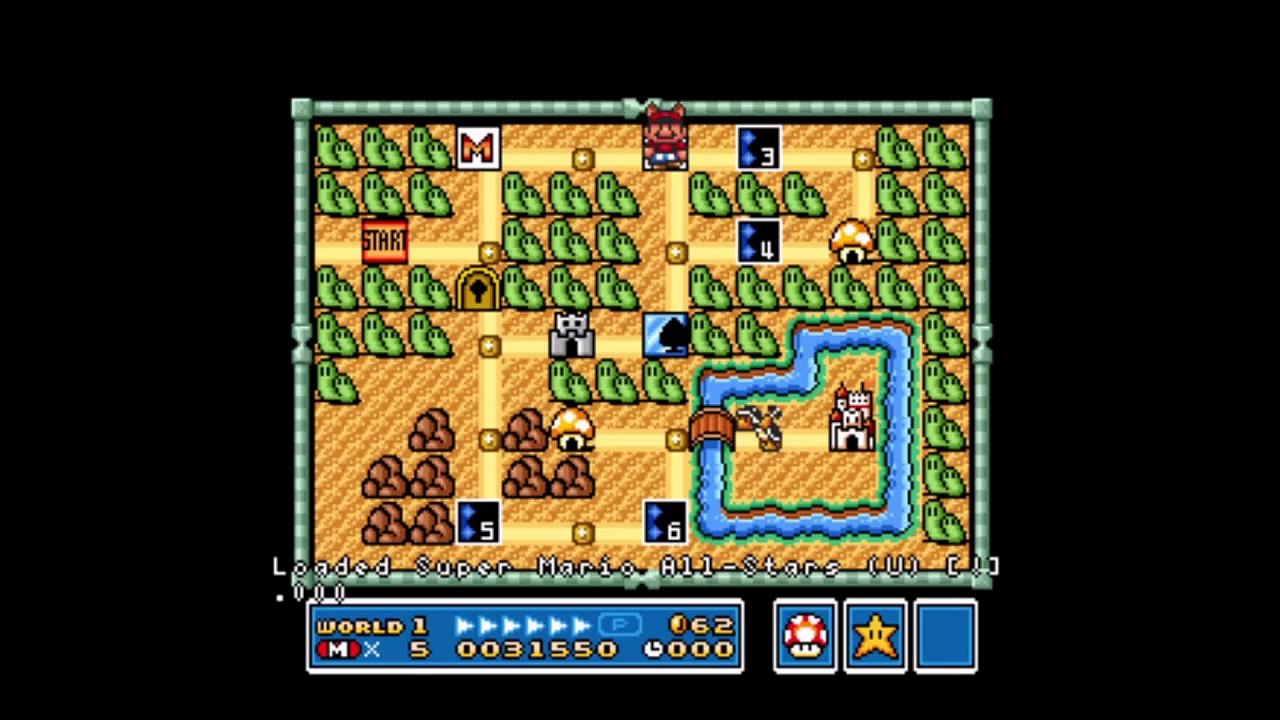 Super Mario Bros 3 Mundo 1 Nível 3 all Stars snes nintendo