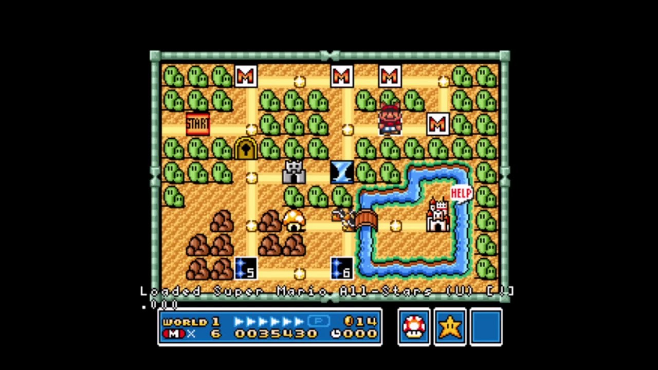 Super Mario Bros 3 Mundo 1 Nível 4 all Stars snes nintendo