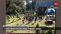 Clara Brugada recorre el Parque Ejidal San Nicolás Totolapan en CdMx