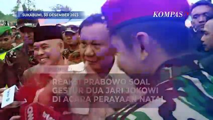 Reaksi Prabowo Ditanya Gestur Dua Jari Jokowi saat Perayaan Natal di Surabaya