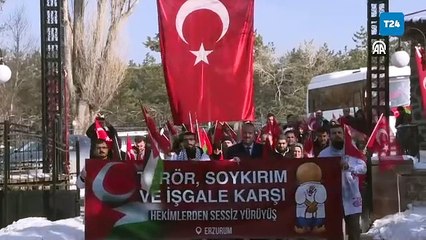 Sağlık çalışanlarından Filistin için "sessiz yürüyüş"