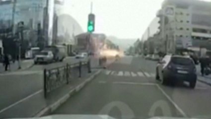Explosion in Russian city caught on dashcam footage