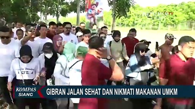 Ditemani Istri, Gibran Rakabuming Jalan Sehat dan Nikmati Makanan UMKM di Batulicin Kalsel!