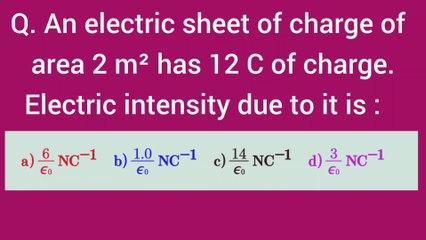 An electric sheet of charge of area 2m2 has 12C of charge .Electric intensity due to it is
