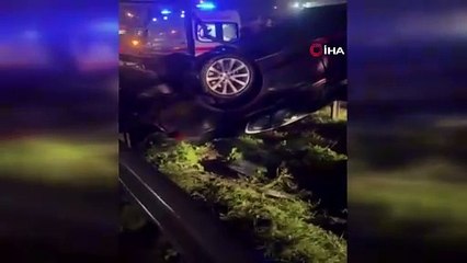 D-100’de bariyerleri aşan otomobil takla attı: 1 yaralı