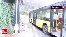Sarıyer'de İETT otobüsü bariyerlere çarptı
