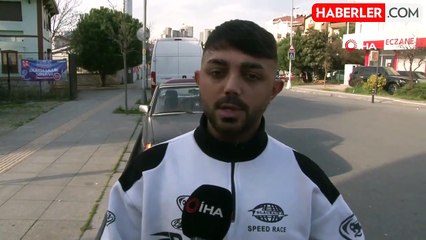 Ataşehir'de otomobilin camlarına kaldırım taşı ile defalarca böyle vurdu