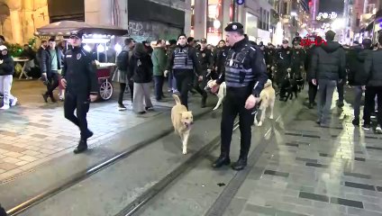 İstiklal Caddesi’nde atlı ve köpekli polislerden yılbaşı denetimi