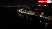 İstanbul'da Kız Kulesi ve İstanbul Boğazı havadan görüntülendi