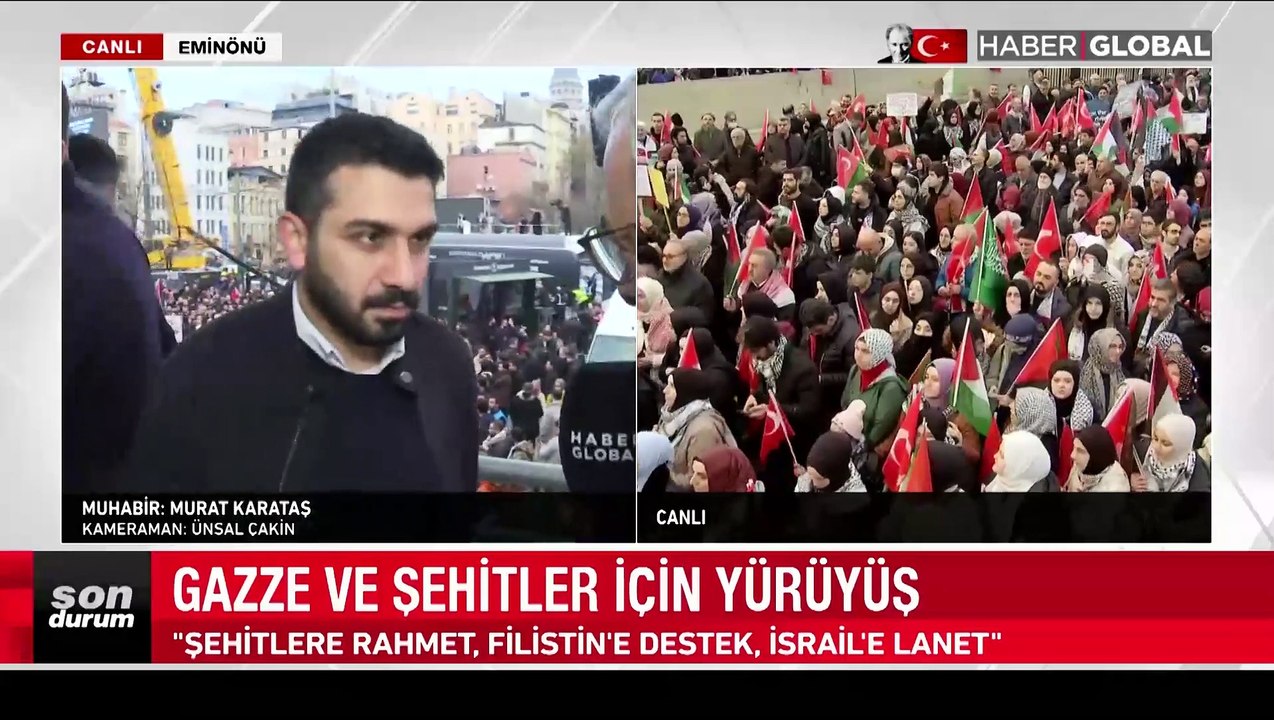 İstanbul'da Gazze ve şehitler için yürüyüş