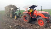 Kubota tractor video // John Deere tractor video// how to pull out stuck sugarcane load tractor//