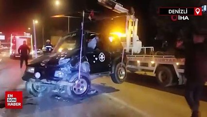 Denizli’de takla atan araçtan burnu bile kanamadan çıktı