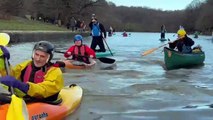 Paddle boarders take to Roundhay Park's Waterloo Lake in Leeds on New Year's Day