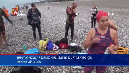 Triatloncular deniz kirliliğine ‘dur’ demek için denize girdiler