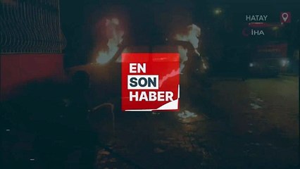 Hatay'da otomobil alev alev yandı