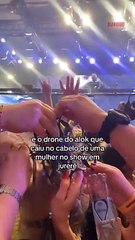 Drone cai e enrosca em cabelo de fãs durante show de Alok