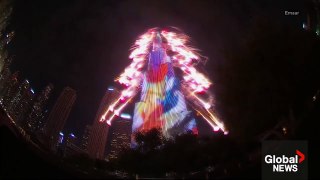 New Year's 2024- Dubai puts on dazzling fireworks show from iconic BURJ KHALIFA