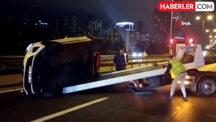 Ümraniye'de seyir halindeki otomobil önündeki araca çarpıp takla attı: 1 yaralı