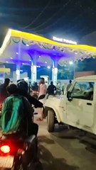 Vehicles in queue at a petrol station in Raipur