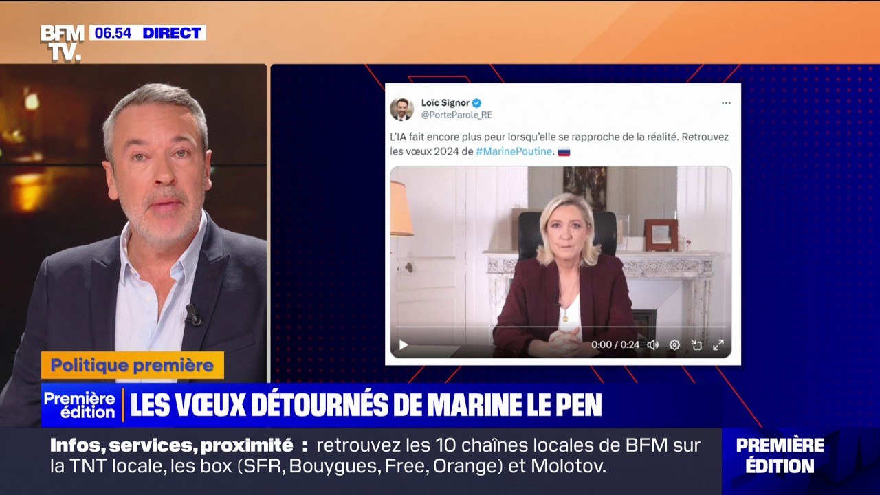 ÉDITO - Les vœux détournés de Marine Le Pen: "Une occasion en or de se payer le RN mais le parti macroniste aurait mieux fait de s'abstenir"