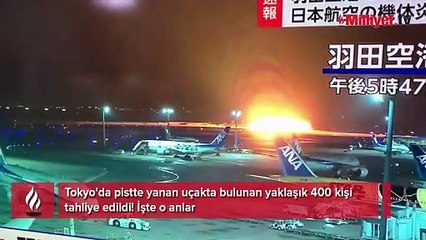 Yanan Japon uçağının içinden tüyler ürperten görüntüler
