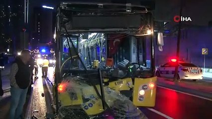 Şişli’de İETT otobüsü park halindeki hafriyat kamyonuna çarptı: 9 yaralı