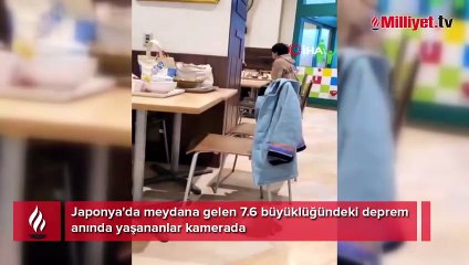Japonya'da meydana gelen 7.6 büyüklüğündeki deprem anında yaşananlar kamerada