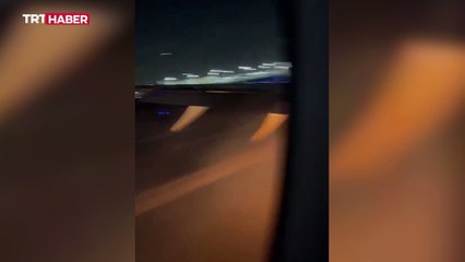 Tokyo'da havalimanındaki yanan uçağın içinden görüntüler...
