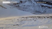 'Snow-nado' forms on the mountain slope in Alaska