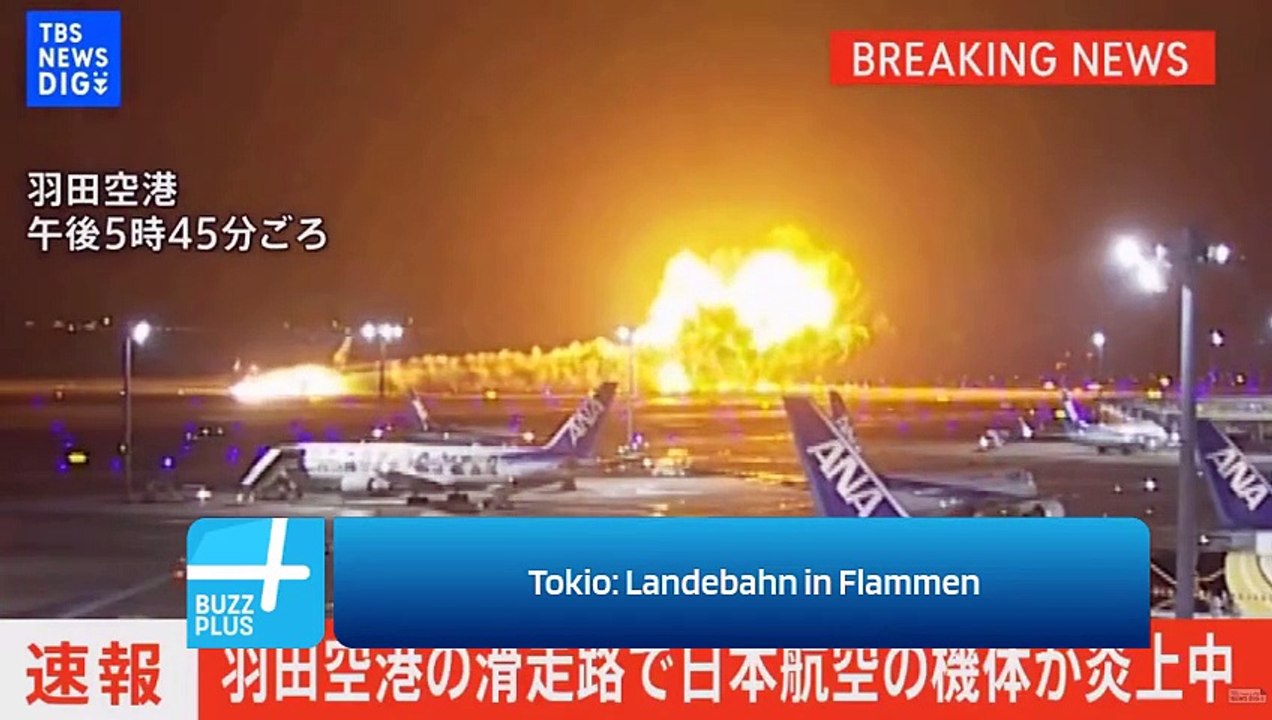 Tokio: Landebahn in Flammen