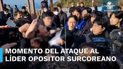Apuñalan al líder opositor, Lee Jae-myung durante una visita a Busan, Corea del Sur