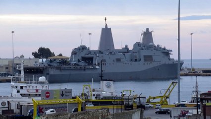 Download Video: Piraeus 2/1/2024 US Ship USS Mesa Verde LPD-19 San Antonio Class