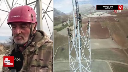 Tokat'ta ekmek parası için metrelerce yükseğe çıkıyorlar