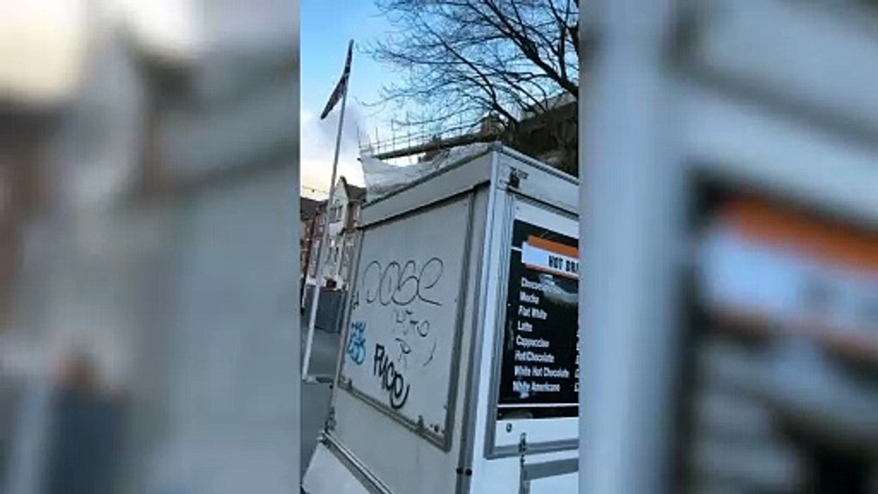 Storm Henk pulls down scaffolding