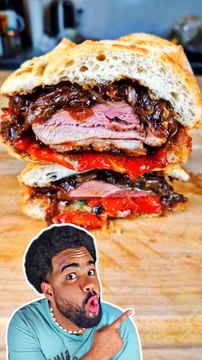 Mon sandwich magret de canard confit de poivrons et oignons !