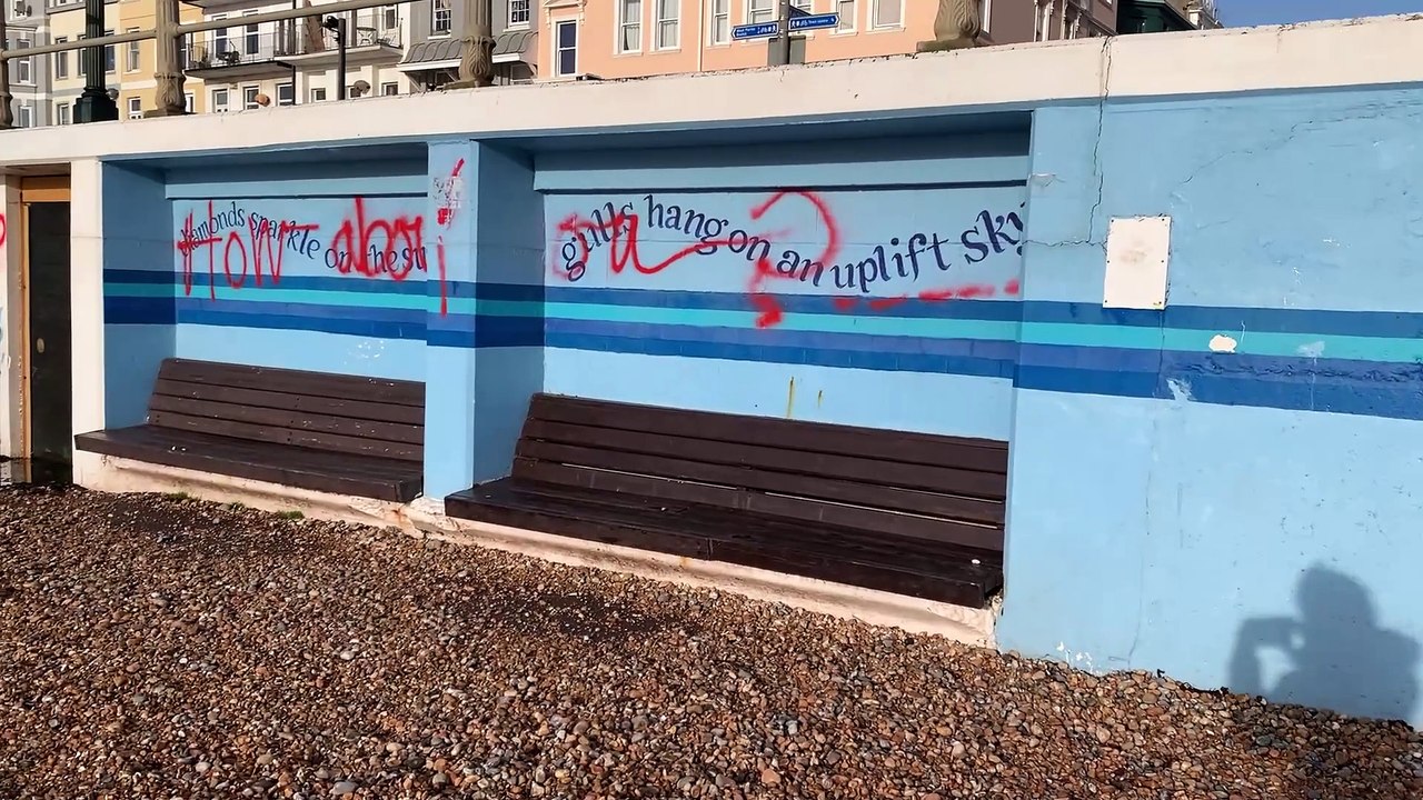 Graffiti written over St Leonards' artwork in East Sussex
