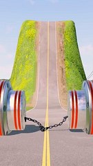 Cars Chain 2 Giant Bollards Crash BeamNG Drive